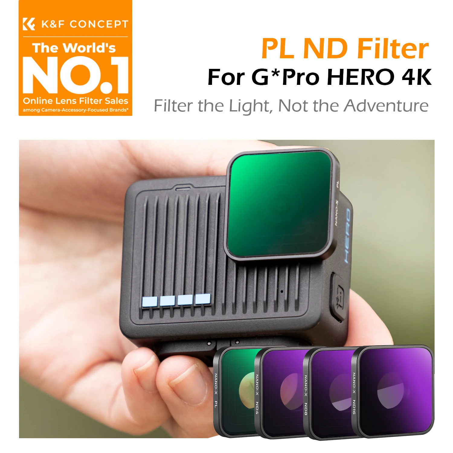K&F CONCEPT PL ND4 ND8 ND16 Filter for GoPro HERO 4K Camera Neutral Density Polarizer Multi-Coated HD Optical Glass Accessories