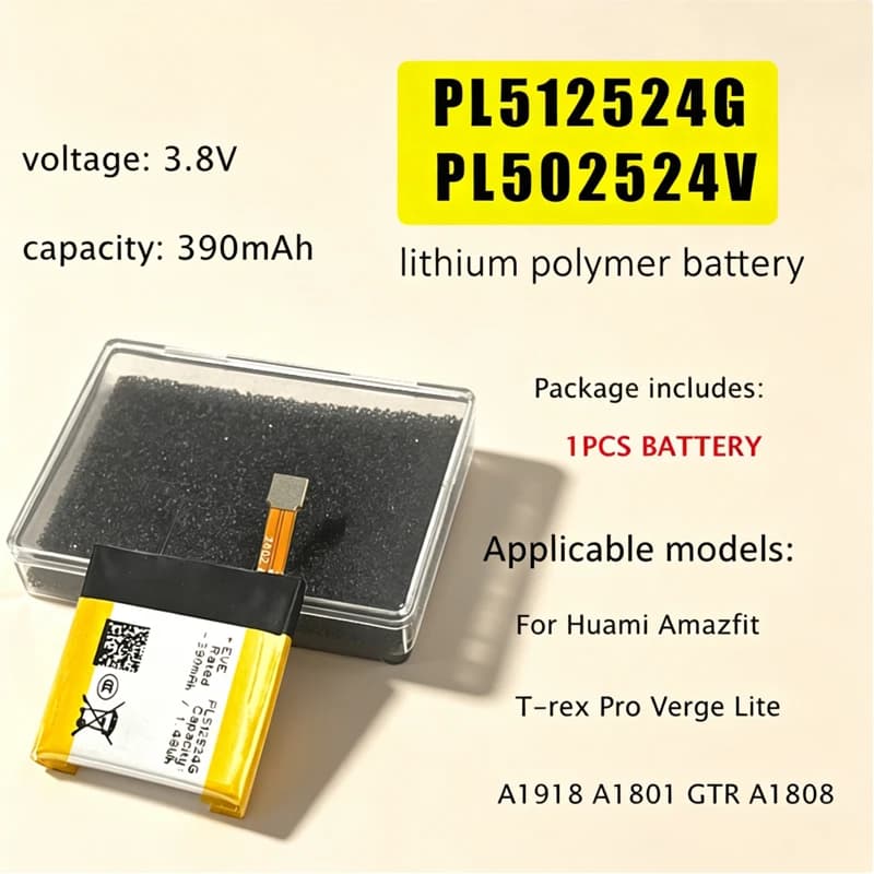 Smartwatch 390mAh PL512524G PL502524V Replacement Battery