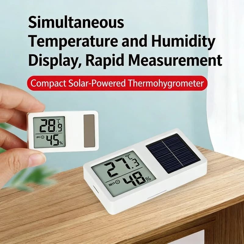 New Mini Solar Electronic Thermometer Hygrometer High Accuracy Digital Temperature Humidity Monitor for Home Room
