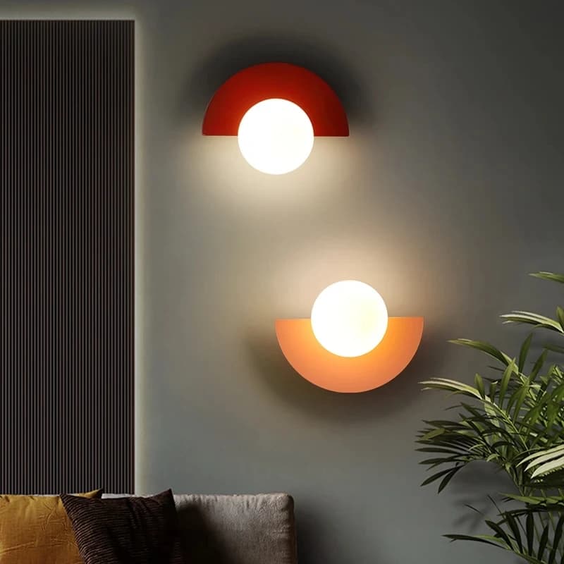 Nordic LED Glass Ball Wall Lamp Bedroom Bedside Wall Light Color Creative Living Room Aisle Corridor Study Indoor Lighting