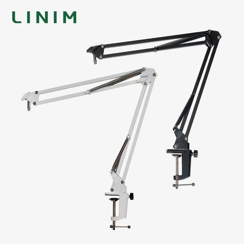 LINIM Microphone Arm Boom,Adjustable Suspension Boom with Heavy Duty Clamp,Scissor Mic Stand for Recording,Gaming