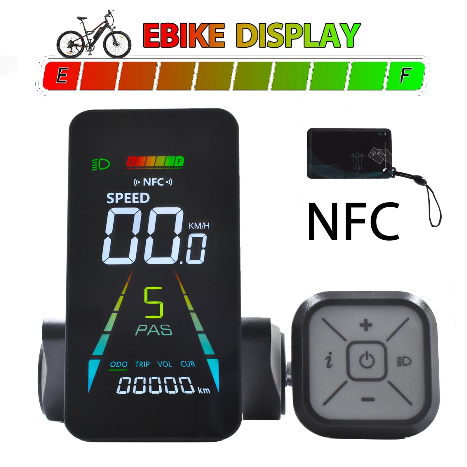 F4【UART2】Turn On The NFC Screen Electric Bicycle Display Ebike Accessories 24V/36V/48V/60V Cycling Computer Bike Speedometer