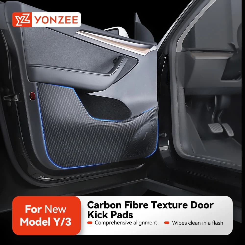 YZ Car Door Anti-Kick Pad For Tesla Model 3 Y Highland Juniper Sticker Trim Kit Side Door Protector Cover Interior Decoration