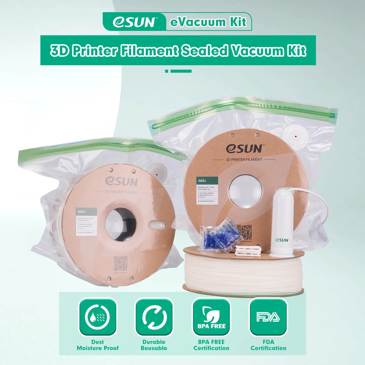 ESUN Storage Bag Kit 3D Printing Silk PLA PETG TPU Filament Sealed Vacuum Keep Dry Avoid Moisture for 3D Printer Spools