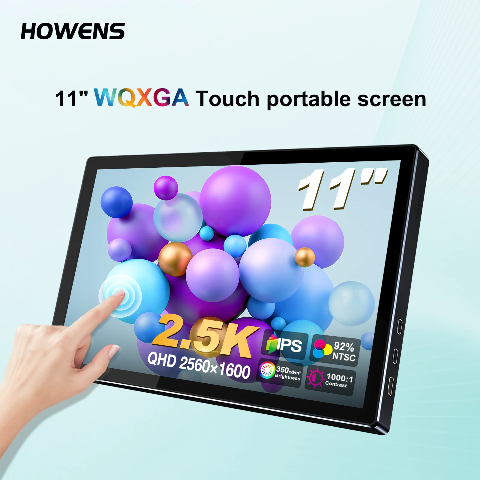 11" 2.5K Touchscreen Portable Monitor 2560x1600 IPS 92% NTSC VESA 75*75mm Type-C HDMI Gaming Display For Laptop Mac PC PS Switch