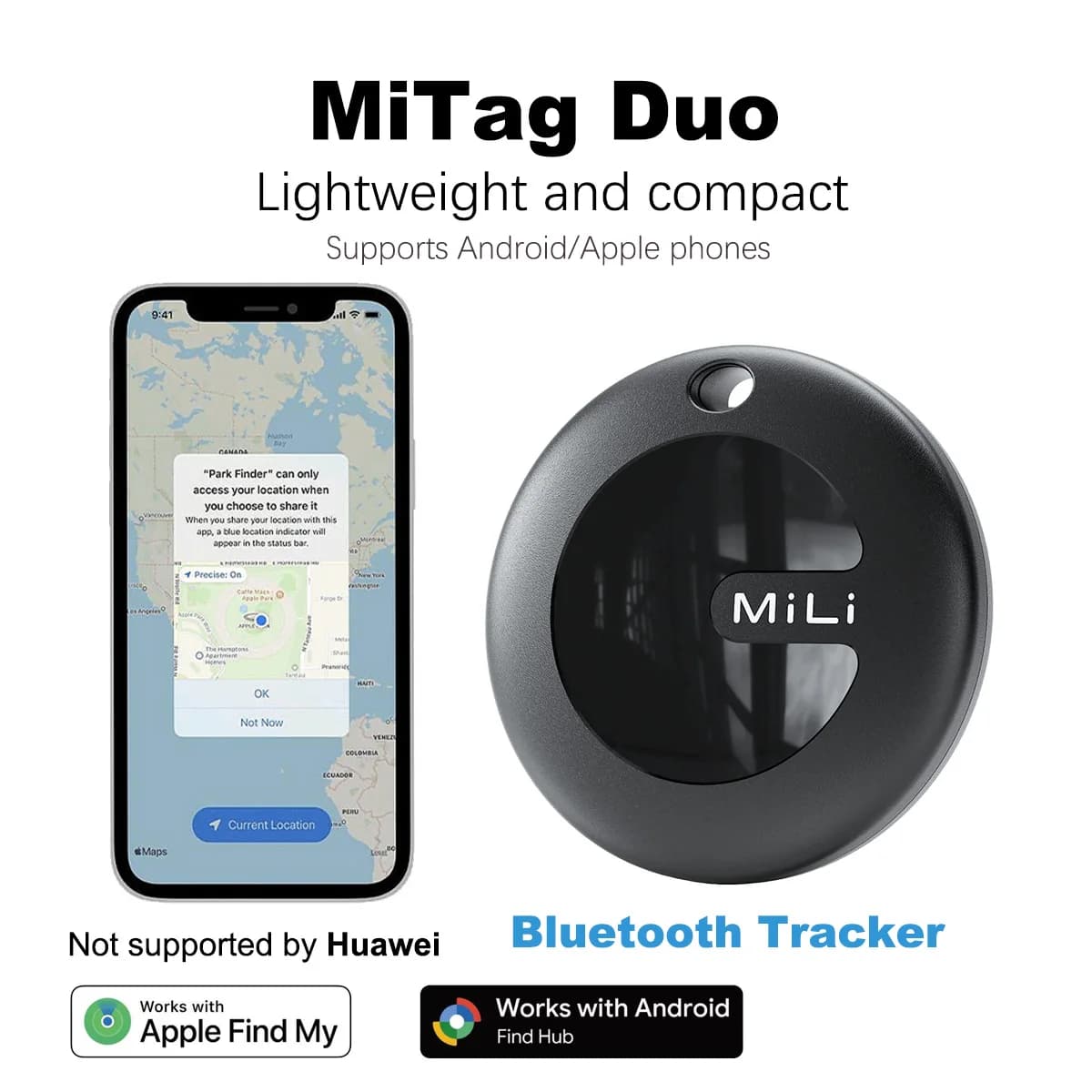 MiTag Duo Smart Tracker for IOS or Android Bluetooth Tracking Tag/Key Finder/Item Finder/Luggage Tracker for Suitcases Finder