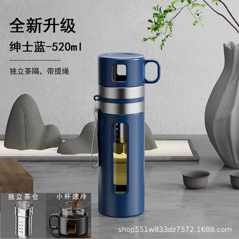 UpgradeTea Water Separation 520ML Portable Tea Cup Water Dishes Tea Double-Layer Insulation Water Cup Filtering Cup Thermal B