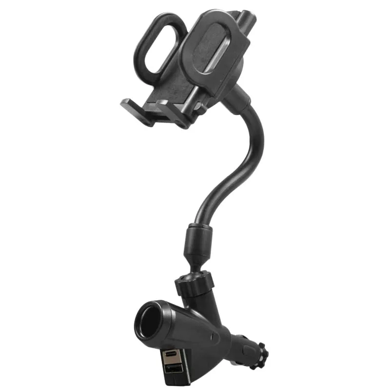 Double USB Car Phone Holder Car Cigarette Lighter Dual Socket Charger TYpe-C+USB 360° Rotatable Navigator Bracket
