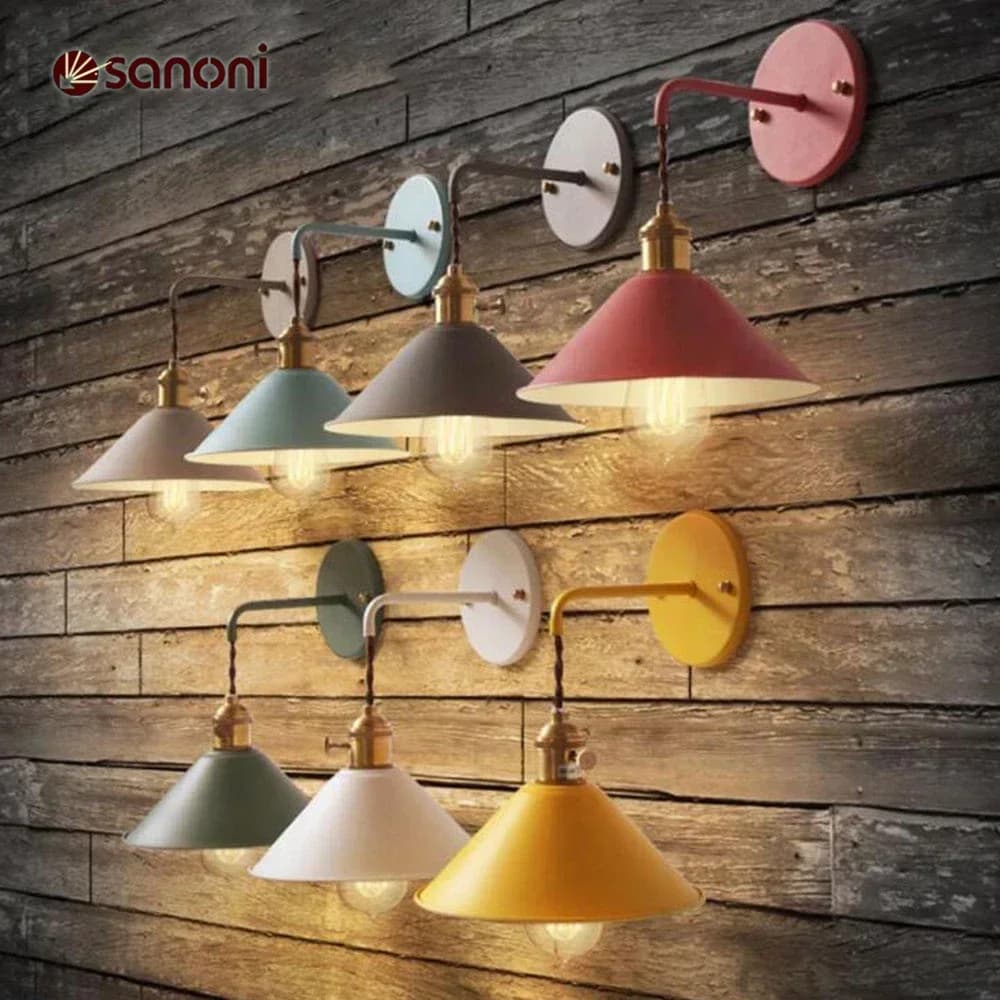 Retro Wall Light Bedside Wall Lamp Nordic Macaron Colorful With Switch Sconce American Loft Luster Bedroom Decor LightingFixture