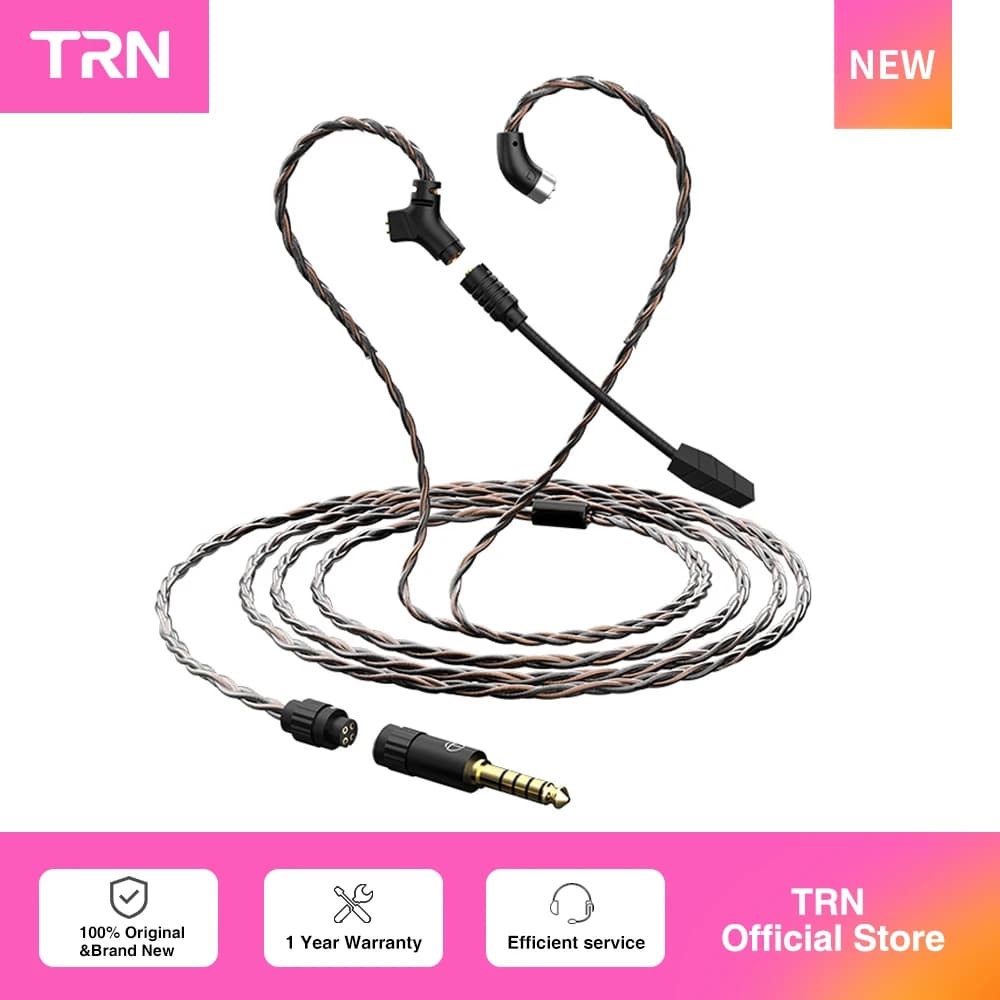 TRN RedChain Plus Gramr Gaming Earphone Upgrade Cable with Detachable Microphone 3.5mm 1.2M/2M Headphone TRN Official Store