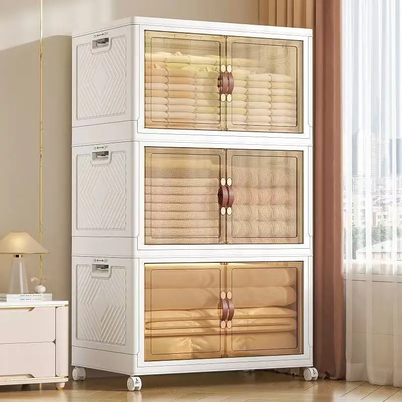 Folding storage cabinet household baby children's clothes toy locker plastic snack cabinet home kitchen organization storage