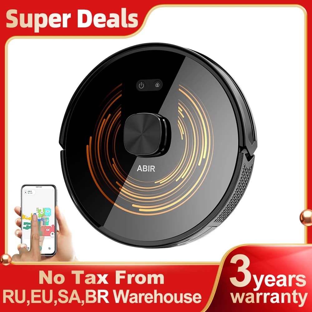 ABIR X9 Robot Vacuum Cleaner,Laser Lidar,UV Spot Cleaning, 6500PA Suction,Multi-Floor Map,Smart Zone Control,Auto Carpet Boost