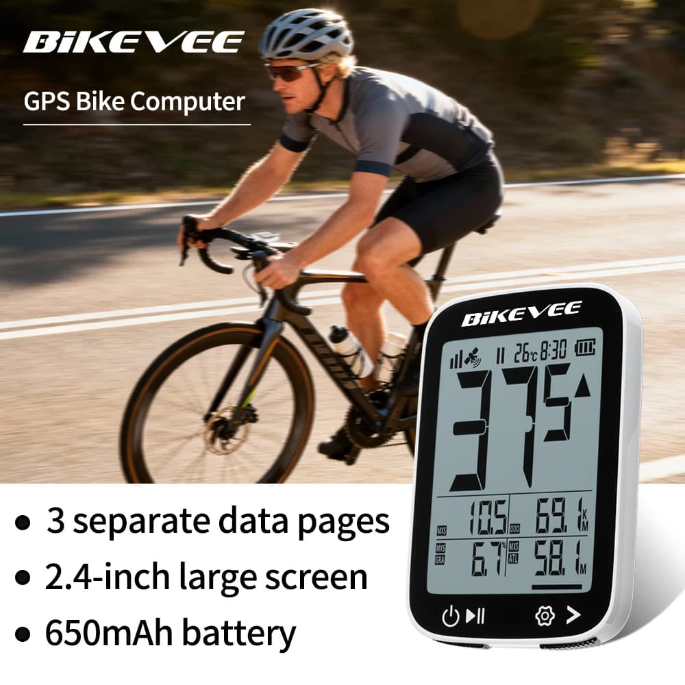 Wireless Bike Computer GPS Speedometer&Odometer Waterproof Multi-Functions Bike Computer with Auto Start/Stop/Backlight Holder