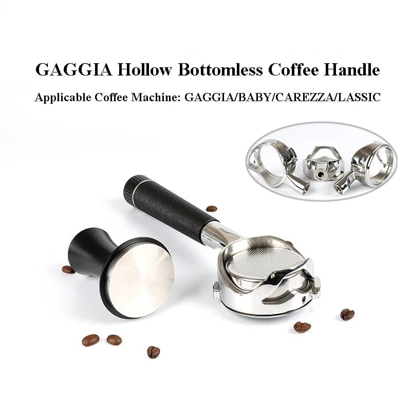 58mm Hollowed-Out Coffee Portafilter for Gaggia Espresso Machines, Bottomless Stainless Steel Coffee Handle Modified Accessory