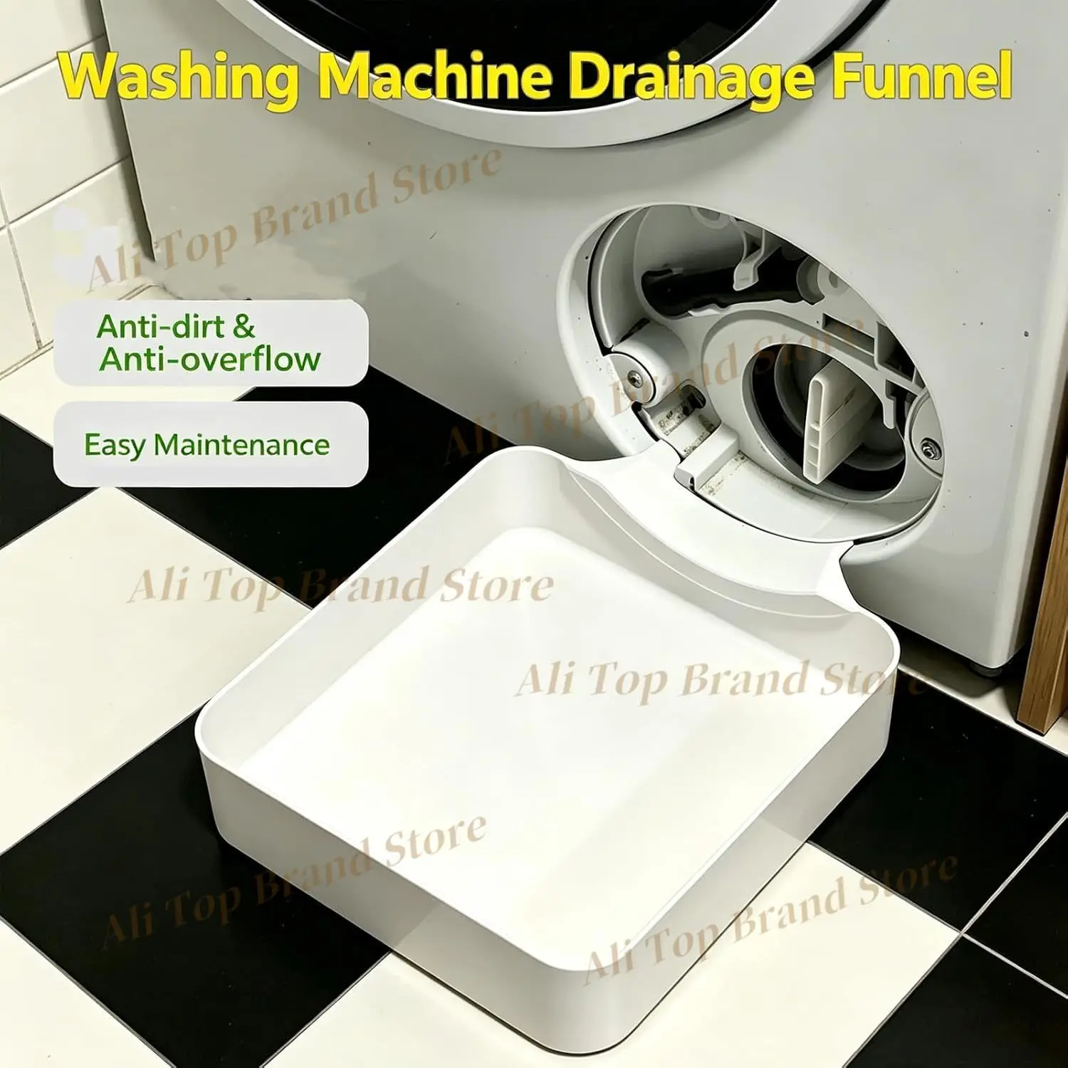 2026 Portable Anti-Spill Water Pan for Washing Machine Drainage Tray with Lint Filter Cleaning Catch Tray for Home Laundry Room