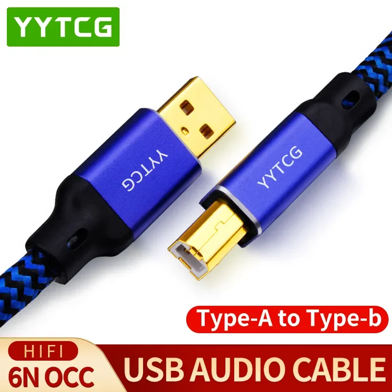 YYTCG USB DAC Cable 6N OCC Type A to B A to C B to C C to C Gold Plated Shielded Audio Data Cable for DAC AMP Printer