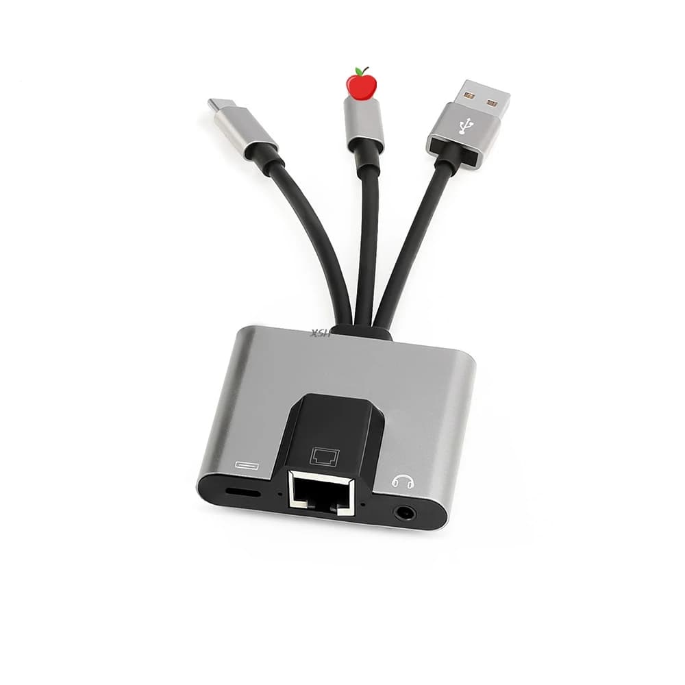Type-C to 3.5mm RJ45 Hub USB C to Ethernet LAN Network Adapter Audio PD Fast Charging Docking Station For Phone Laptop Tablet