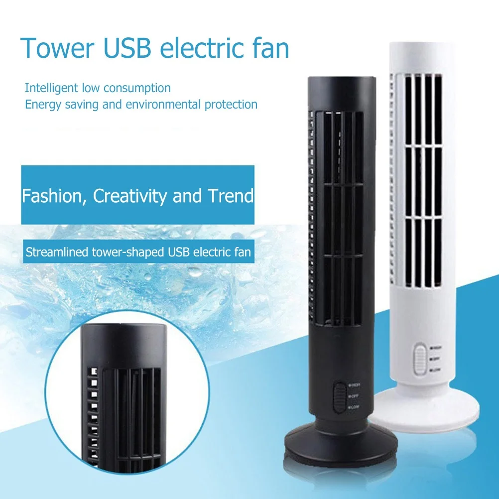D9 Portable Air Cooler Vertical Bladeless Fan USB Desktop Air Conditioner Table Fan Mini Cooling Tower Kids Fan for Home Office