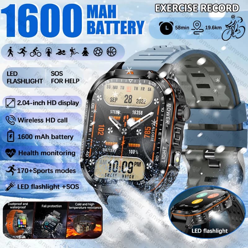 Smartwatch outdoor military watch mAh battery