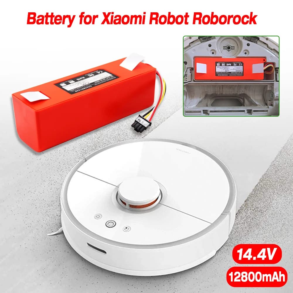 Replacement Battery for Xiaomi Roborock S55 S60 S65 S50 S51 S5 MAX Robot Vacuum Cleaner S6 Parts 14.4V 12800mAh