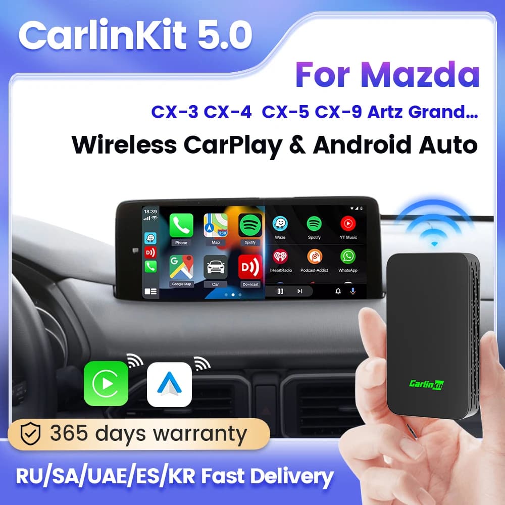 Carlinkit 5.0 Wireless Car Play Dongle Car Radio Draadloze Adapter Android Auto Box For Mazda Cx5 6 Mazda Multi-Device Support