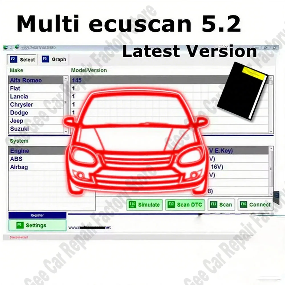 Newest Multiecuscan V5.2 Registered Unlimited Keygen for Fi/at Obd2 Scanner Multi Ecu Scan Work for ELM327 OBDII Diagnostic Tool
