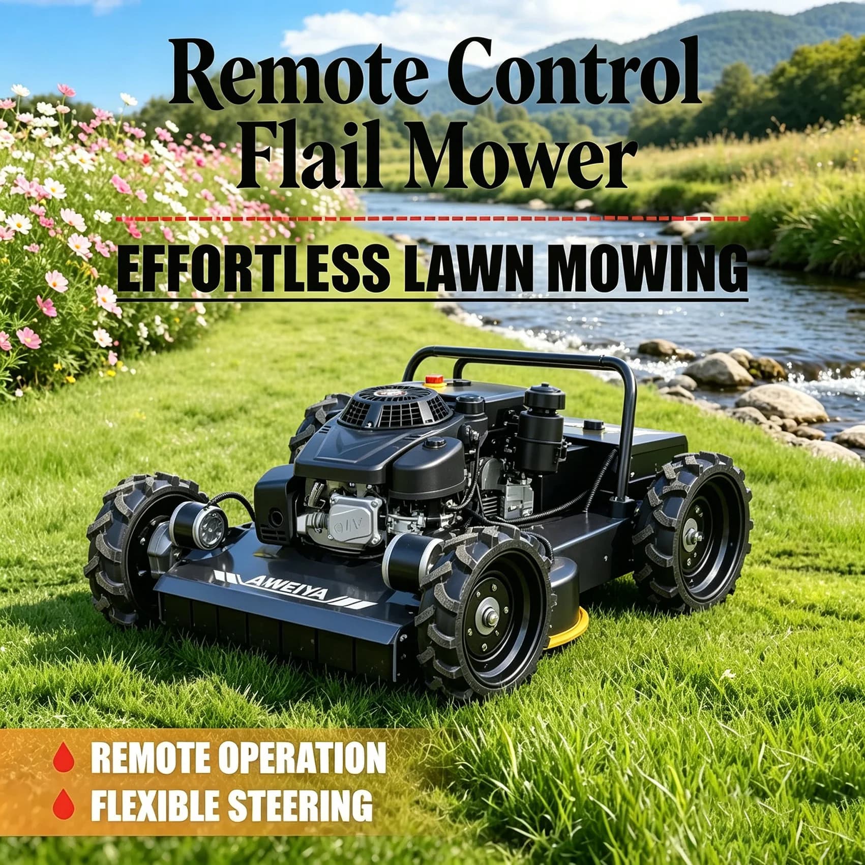 Customized Factory Remote Control Lawn Mower Robot Tracked All Terrain Remote Control Lawn Mower Four Stroke Lawn Mower