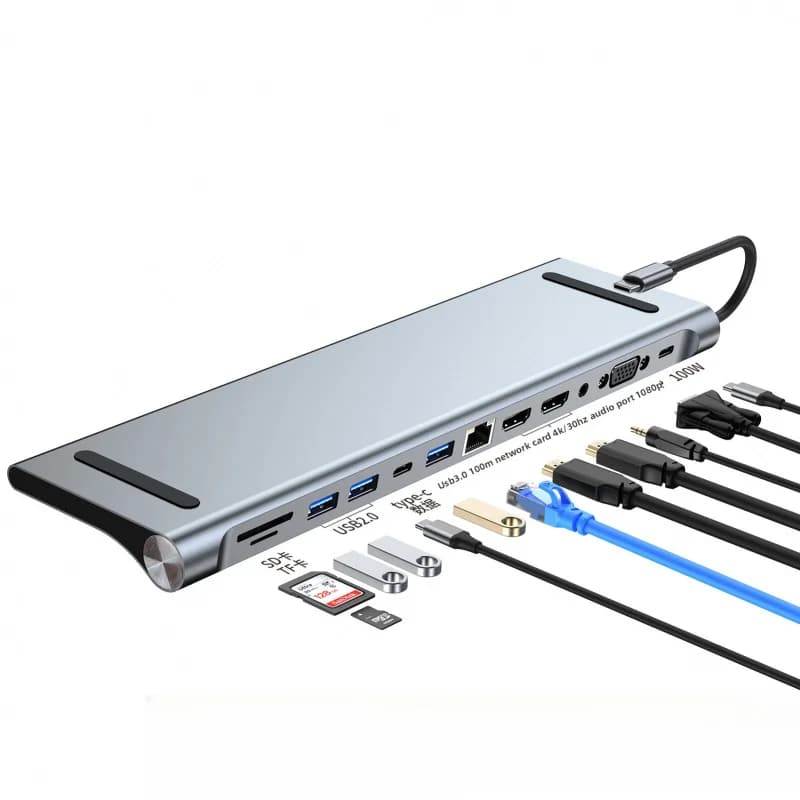 10/11/12-in-1 Docking Station Laptop Stand Audio USB Type-C 4K HMDI 100W PD SD/TF Display port For Macbook PC Computer Hub
