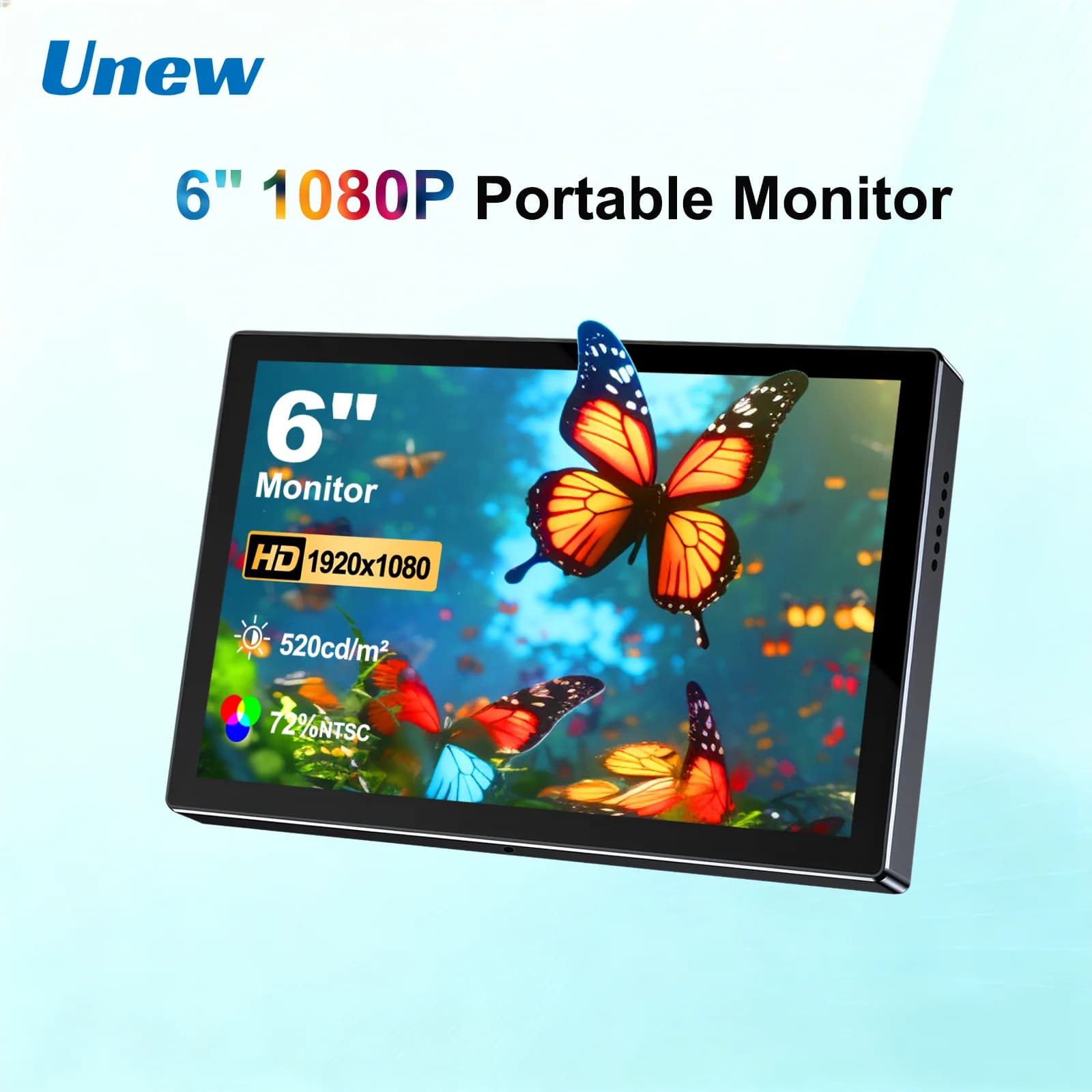 Unew Mini 6 inch Portable Monitor 1920x1080 60Hz Display Type-C USB HDMI Screeen for CCTV Car Motorcycle Computer