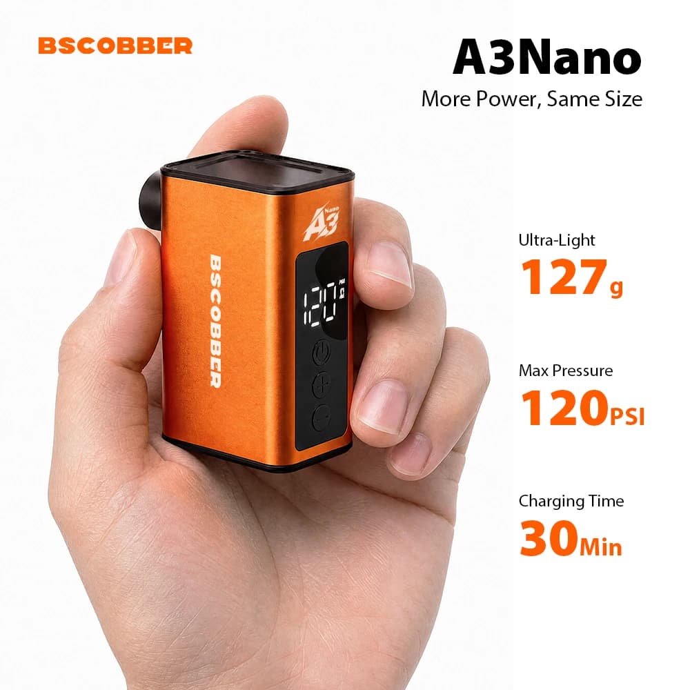 BSCOBBER A3Nano Mini Electric Bike Portable Air Compressor Tire Gauge Wireless Air Pump Schrader Presta Bicycle Accessories