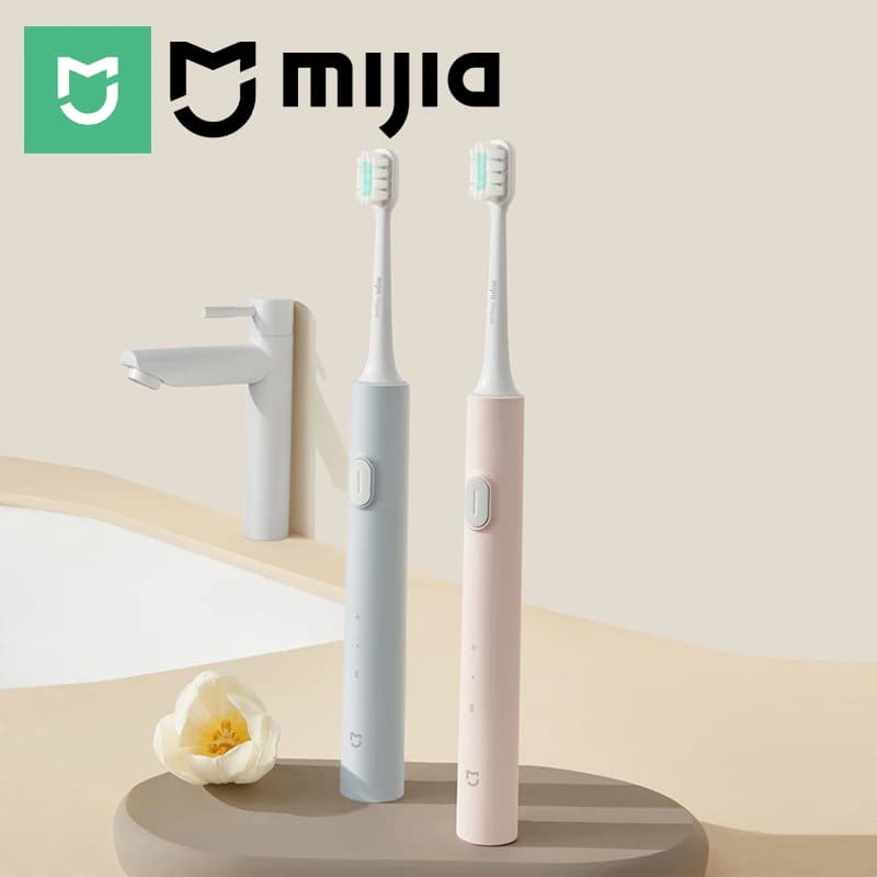 MIJIA T200/T200C Sonic Electric Toothbrush,USB‑C 25 Day Battery,IPX7 Waterproof,2 Mode,2 Brush Heads,Whitening Toothbrush