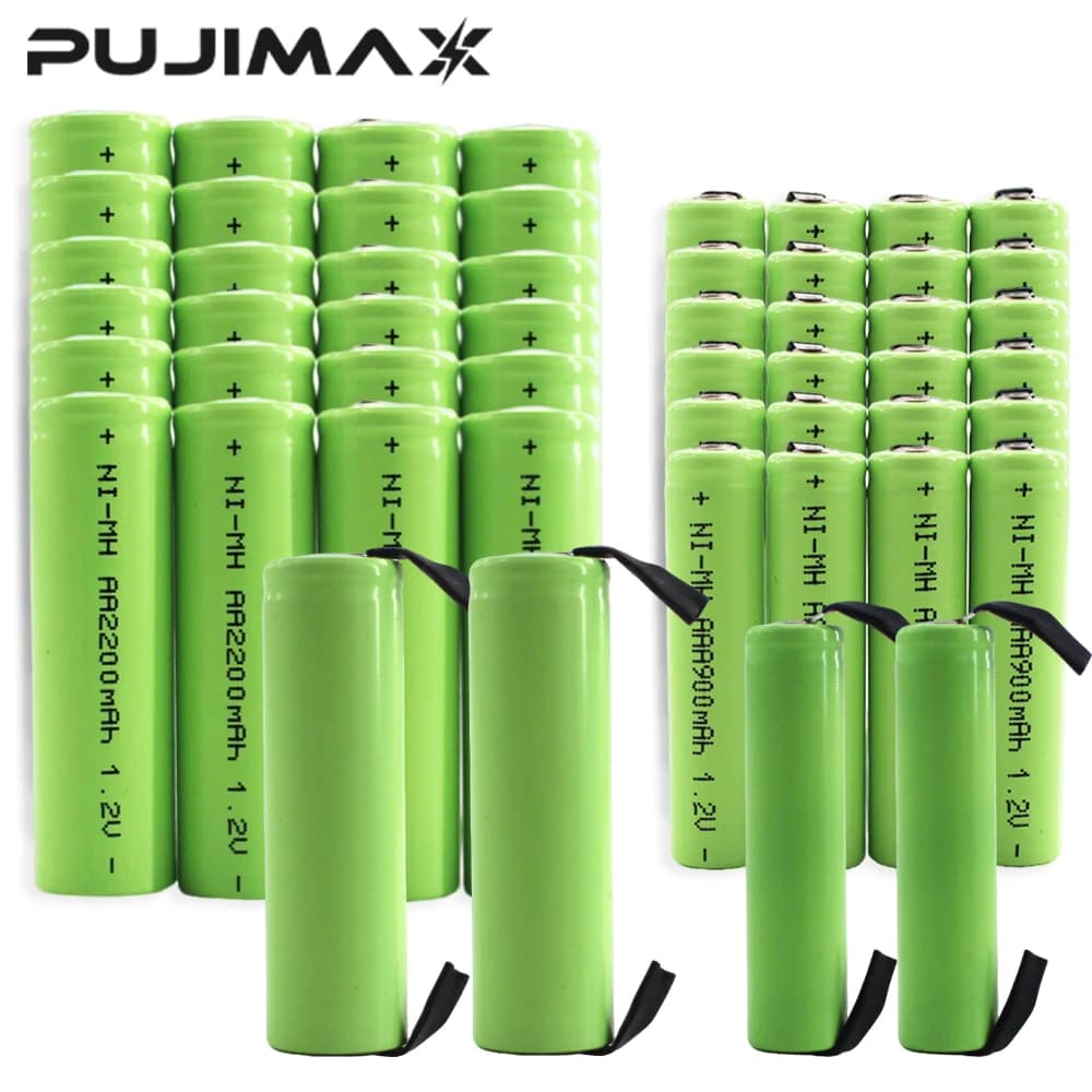 PUJIMAX 1.2V AA 2200mah Rechargeable Battery 1.2V AAA 900mah Ni-MH Batteries for Philips Electric Shaver Razor Braun Toothbrush