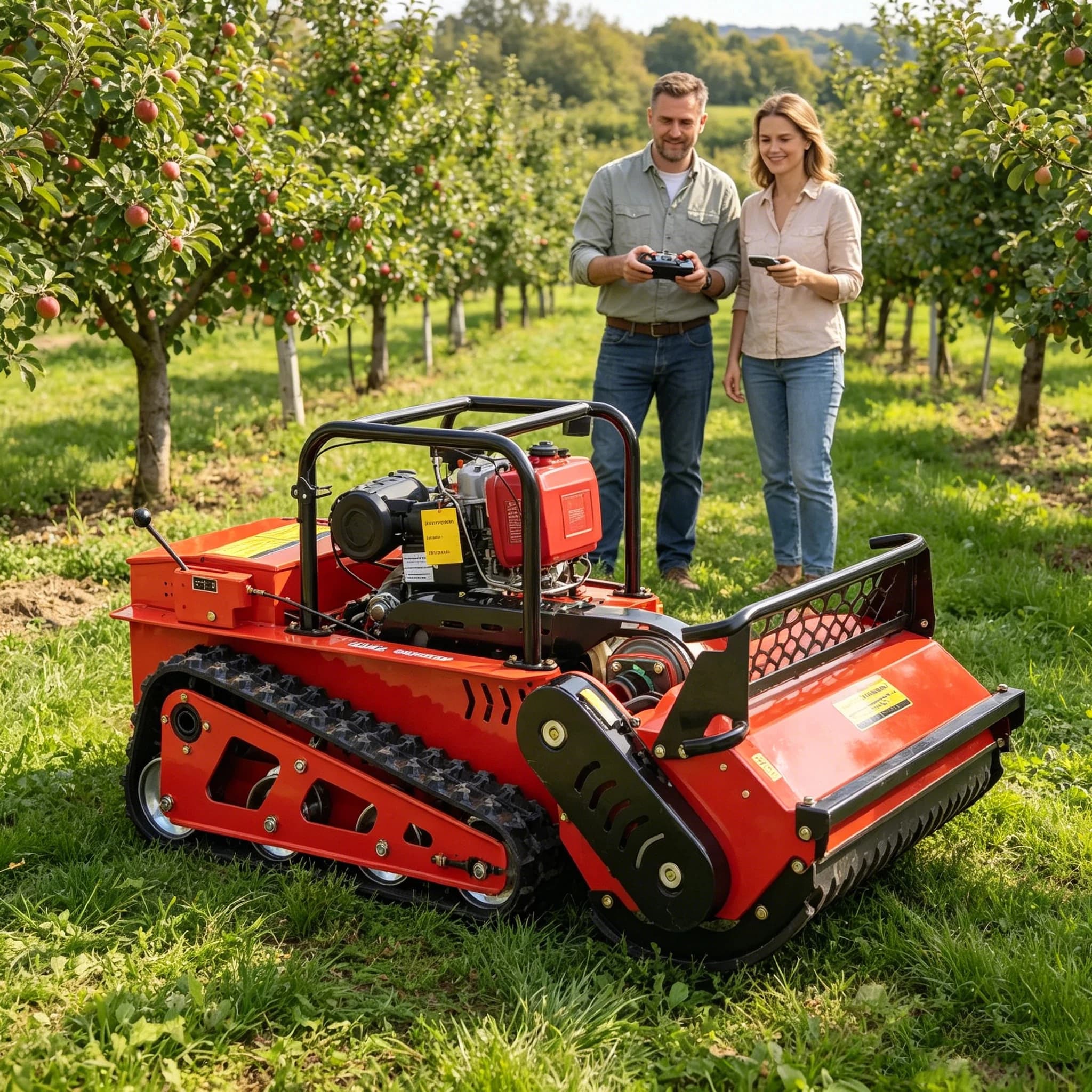 Customized Tracked Diesel Lawn Mower Remote Control GPS Enabled 45° Slope Climbing CE EPA Approved Thickened Blades