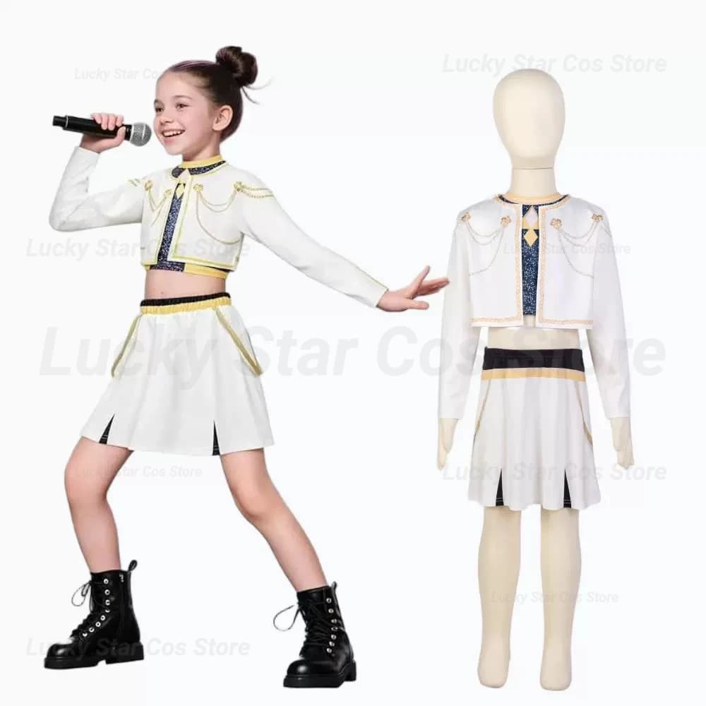 Kids Mira Rumi Zoey Stage Outfits Cosplay Black Costume Girls Uniform Halloween Party Role Playing Printed Fancy Dress Up Suits