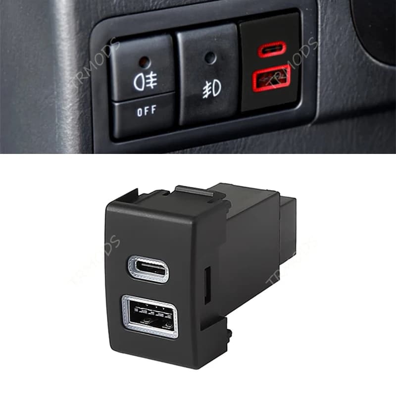 Car Charger Socket QC3.0 Dual USB PD Type C 12/24V Charging Outlet Power Adapter Phone For Suzuki Jimny 07-15 Wagon R X5